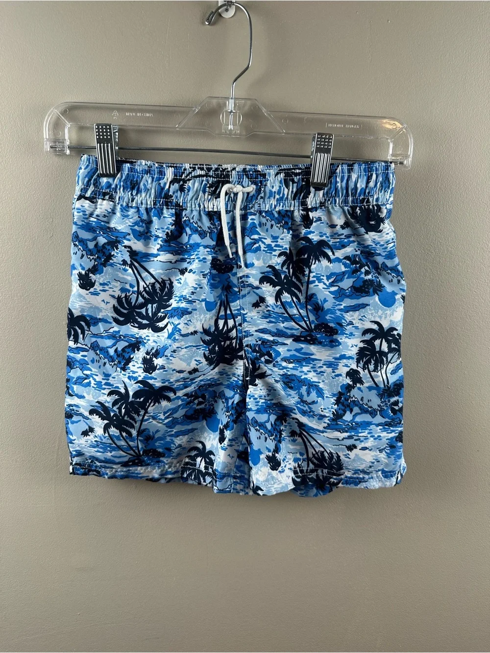 Janie and Jack Blue and Navy Tropical Print Swim Trunks